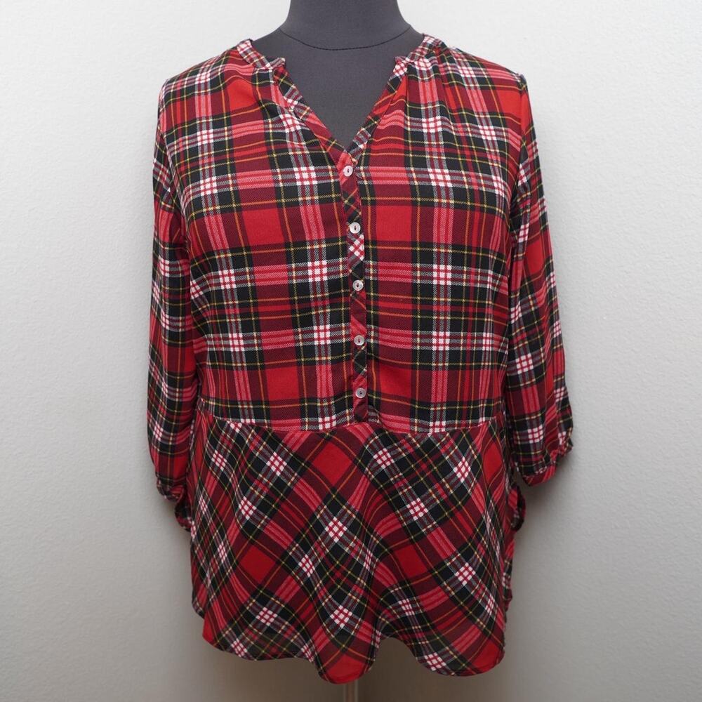 Khakis & Co Plaid Babydoll Tunic XL